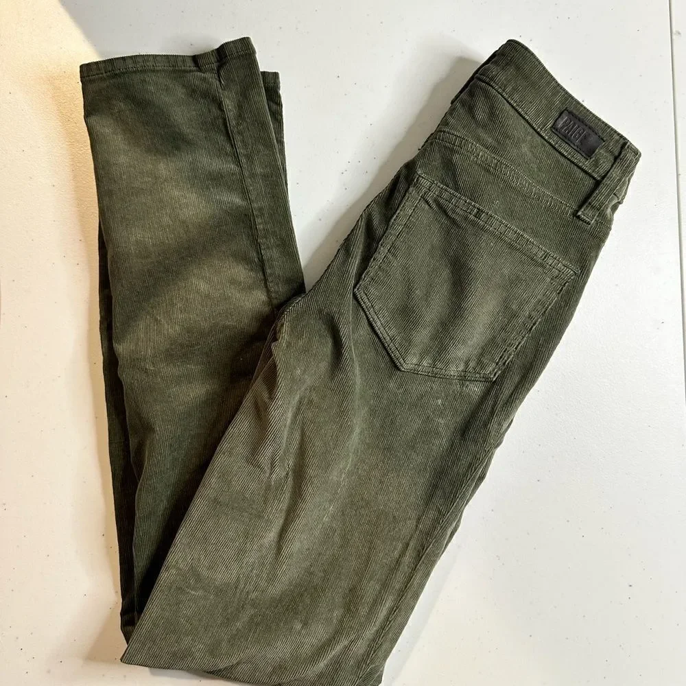 NWT PAIGE Women’s Hoxton Slim Green Corduroy Denim Ankle Jeans Pants - Size 23